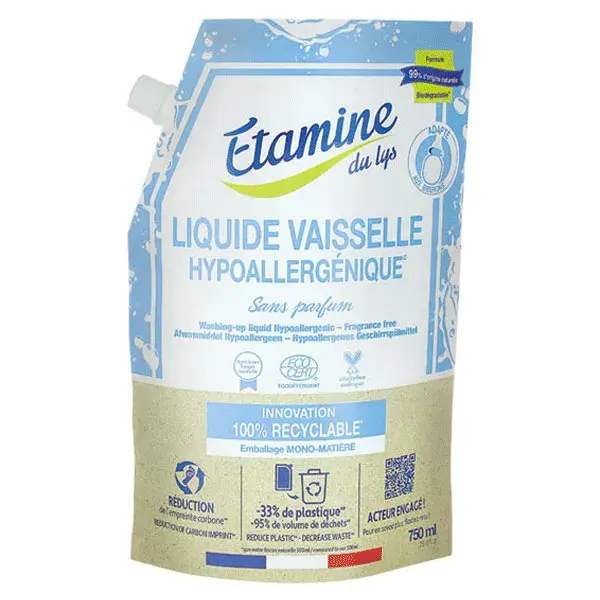 Étamine du Lys Liquide Vaisselle Hypoallergénique Neutre Bio Doypack 750ml