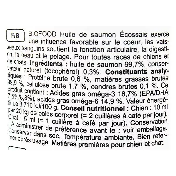 Biofood Huile de Saumon Chien et Chat 250ml