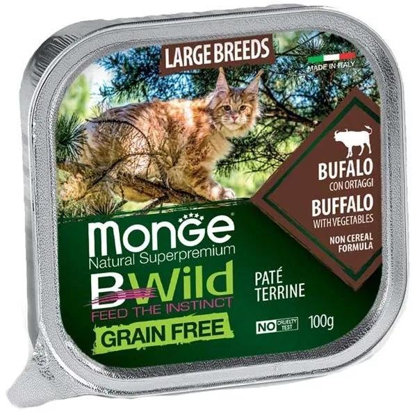 Monge B Wild Grain Free Bufalo Con Ortaggi Cibo Umido Per Gatti Adulti E Cuccioli Taglia Grande 100G