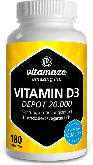 Vitamaze Vitamine D3 20000 UI Dépôt 180 Comprimés