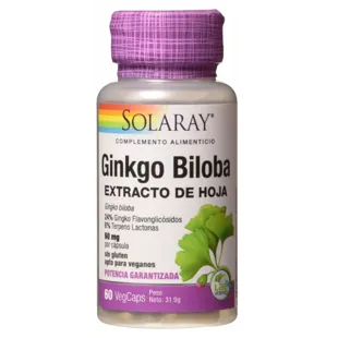 Solaray Ginkgo Biloba 60mg 60 Vegetable Capsules