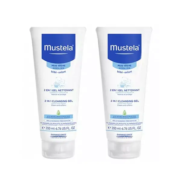 Mustela oferta suave Gel limpiador 2 en 1 pelo y cuerpo lote de 2 x 200ml