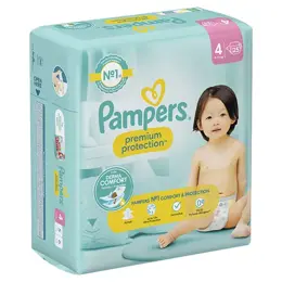 Pampers Premium Protection Taille 4 Couches x25 9kg - 14kg Notre N°1 Pour Le Confort & La Protection