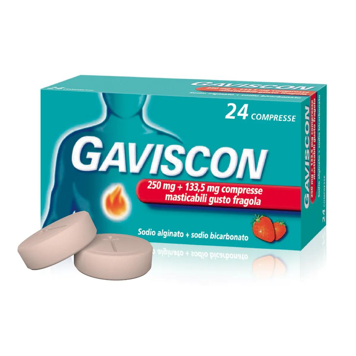 Gaviscon Compresse Masticabili Aroma Fragola 250 mg + 133,5 mg 24 Compresse