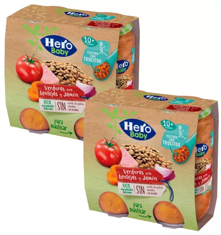 Hero Baby Vasetto di Verdure con Lenticchie e Prosciutto con Pezzi +10m 4x235 gr