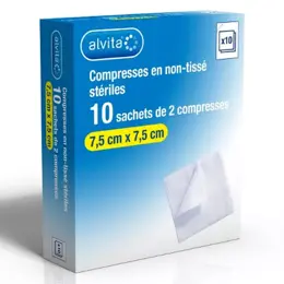 Alvita Compresse Non-Tissée 7,5 x 7,5cm Lot de 10 x 2 unités