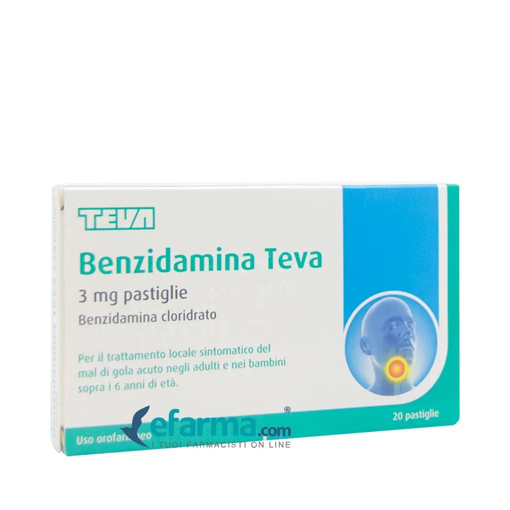 Benzidamina Teva 3mg Mal di Gola 20 Pastiglie