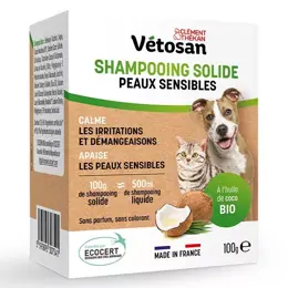 Clément Thékan Vétosan Shampooing Solide Peaux Sensibles chiens et chats 100 g