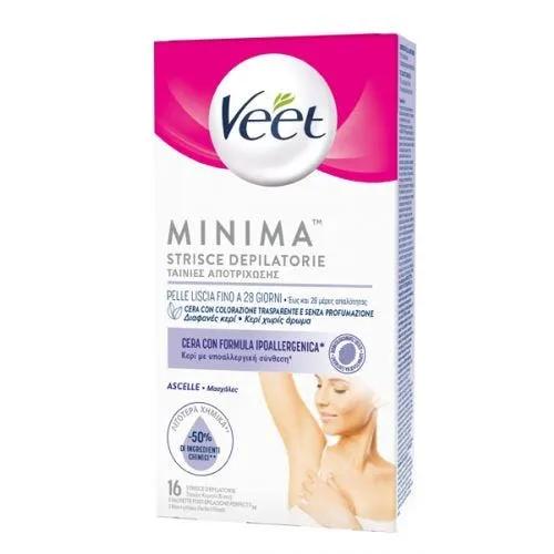 Veet Minima Strisce Depilatorie Ascelle e Bikini 16 Pezzi