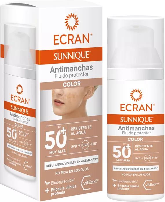 Ecran Sunnique Anti-Dark Spot Color Gesichtsschutzflüssigkeit SPF50+ 50ml