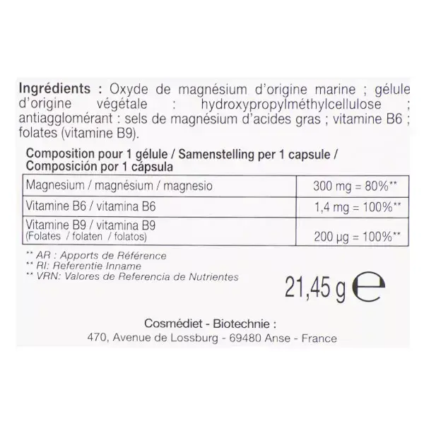 Biotechnie Marine Magnesium B6 + B9 40 capsules