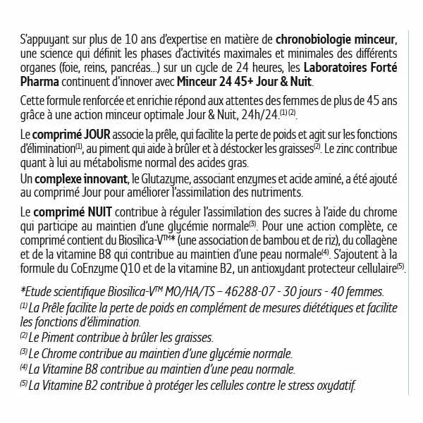 Forté Pharma Minceur 24 45+ Bruleur de Graisses Jour Nuit Chrome 56 comprimidos
