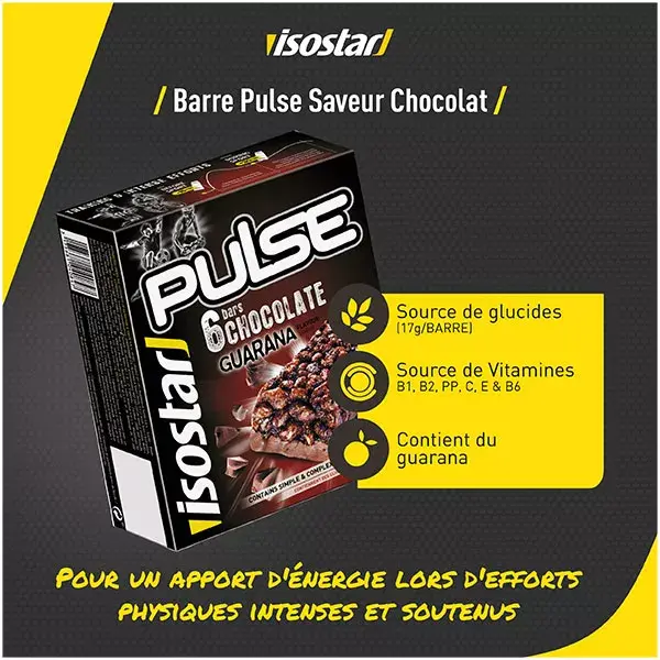 Isostar Pulse Barre Énergétique Chocolat 6 unités