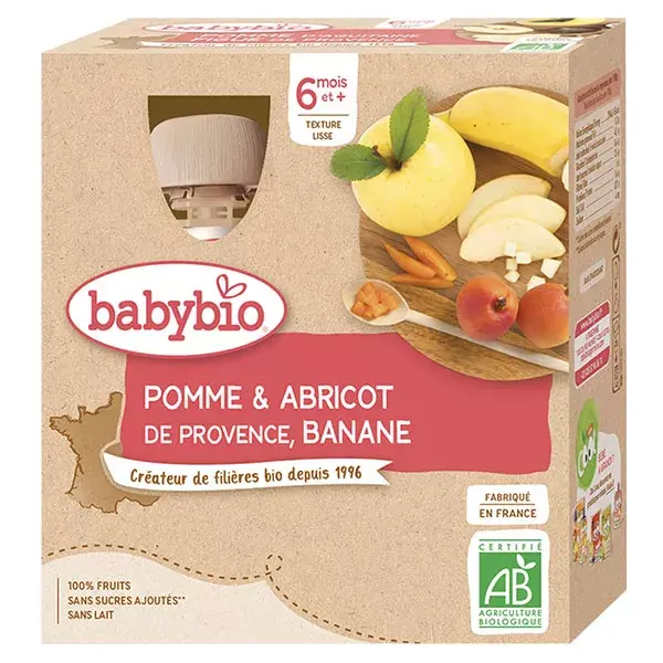 Babybio My Fruit Purée Apple Apricot & Banana from 6 months 4 x 90g