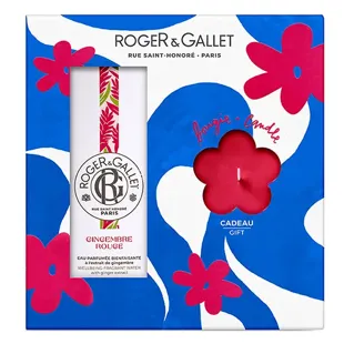Set regalo di acqua profumata benefica allo zenzero rosso Roger & Gallet e relativa candela profumata