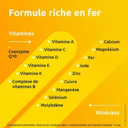 Supradyn Intensia Réduit la Fatigue Vitamines Minéraux et Fer 30 comprimés à avaler