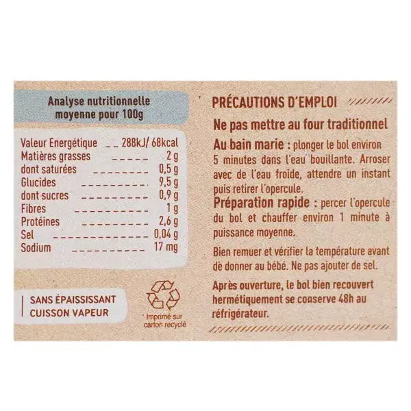 Babybio Repas Midi Bol Pomme de Terre Epinard Saumon +8m Bio 2 x 200g