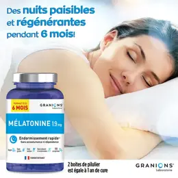 Granions Mélatonine 1,9 mg Favorise l'Endormissement 180 comprimés