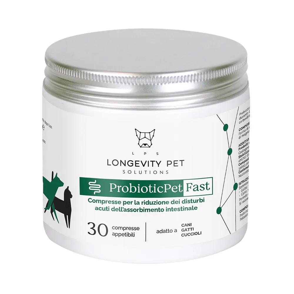 Longevity Pet Probioticpet Fast Integratore Per Disturbi Dell'assorbimento Intestinale Cane E Gatto 30 Compresse