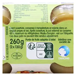 Blédina Les Récoltes Bio Pommes Ananas Lot de 2 x 130g