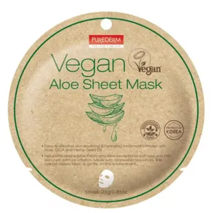 Purederm Masque en tissu végétalien à l'aloès 1 pièce