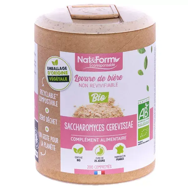 Nat & Form Eco Responsable Lievito di Birra Bio Integratore Alimentare 200 compresse