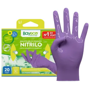 Bayeco Heavy Duty Nitrile Gloves Purple Size L 20 pcs