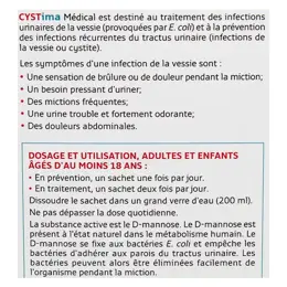 Forté Pharma Cystima Médical Infections Urinaires Cystite D-Mannose 30 sachets