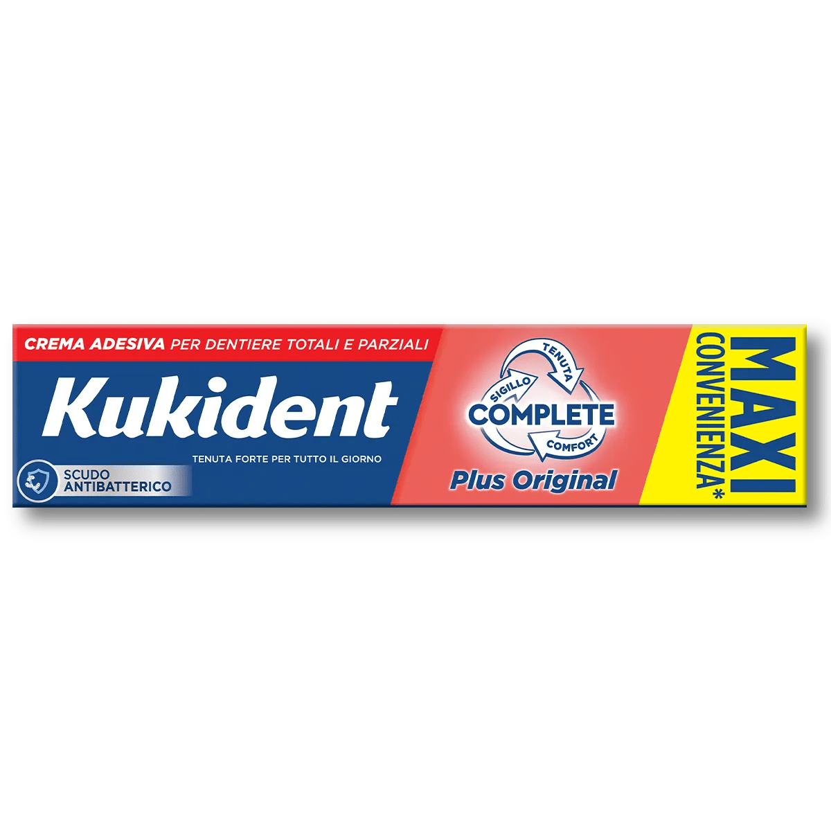 Kukident Complete Plus Original Crema Adesiva Per Dentiere Totali e Parziali Aroma Menta Leggera 65 g