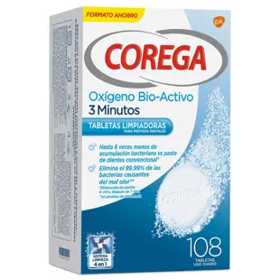Corega Oxígeno Bio-Activo Tabletas Limpiadoras 108 uds