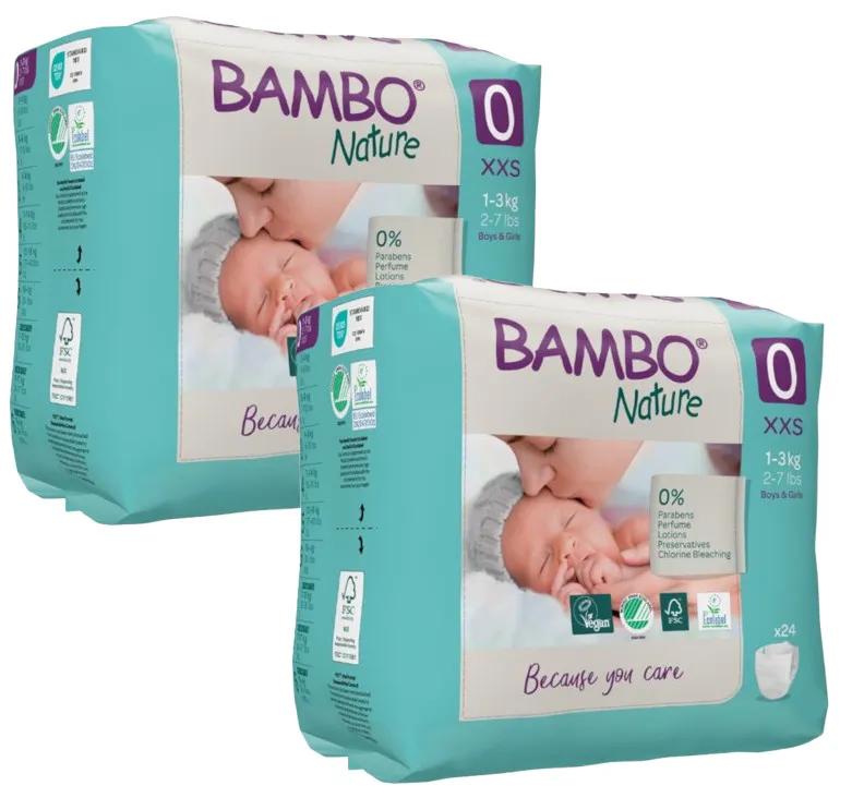 Couches Bambo Nature T0 (1-3 Kg) 2x24 pcs