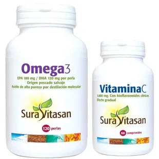 Sura Vitasan Vitamin C 1000mg 60 Tablets + Omega3 120 Pearls