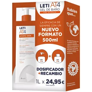 Leti AT4 Dermograso Gel de Banho 500 ml + Recarga 500 ml