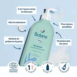 Biolane Gel Lavant Corps et Cheveux Bio 500ml