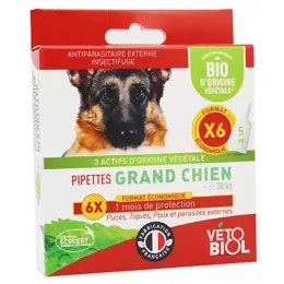 Vetobiol Antiparasitaire Pipette Grand Chien Bio 6x5ml