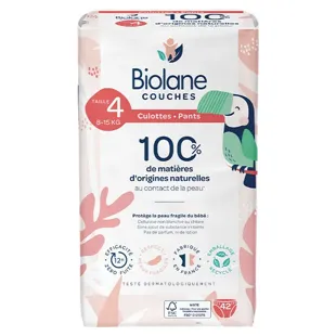 Biolane - Pannolini Naturali Taglia 4 - 12H - Nessuna Perdita - 42 unità