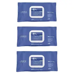 Uriage Bébé 1ère Lingettes Eau Nettoyante Visage Corps Lot de 3 x 70 unités