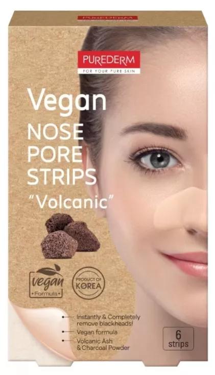 Purederm Vegan Nose Pore Strips Volcanic 6 uds
