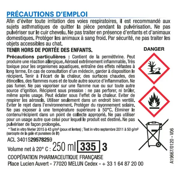Cooper Anti-Lice & Anti-Nit Object Spray 250ml 