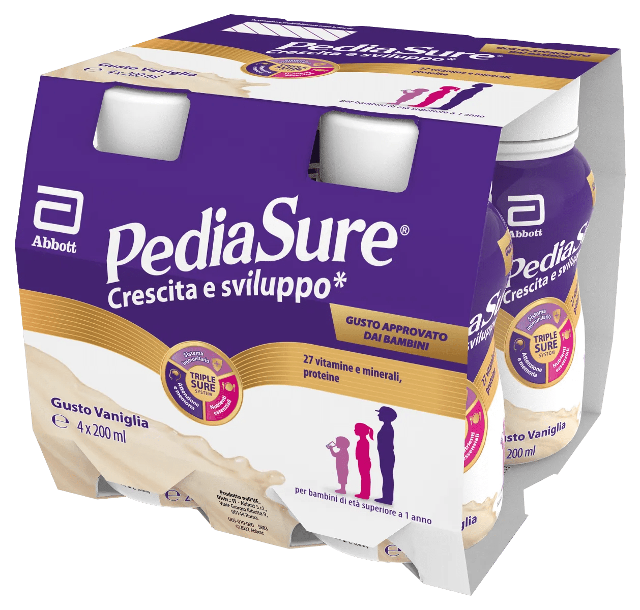 Pediasure Crescita e Sviluppo Drink Vaniglia Integratore Bambini 4x200 ml