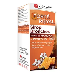 Sciroppo bronchiale Forté Pharma con miele di Manuka e propoli, flacone da 120 ml