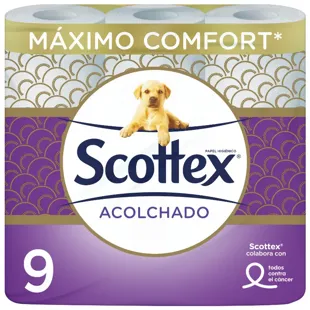 Scottex Papel Higiénico Acolchado 9 Rollos