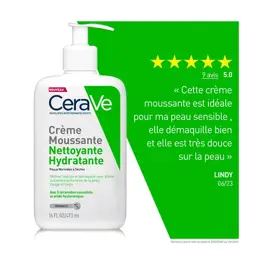 Cerave Crème Moussante Nettoyante Hydratante Visage pour Peaux Normales à Sèches 473ml