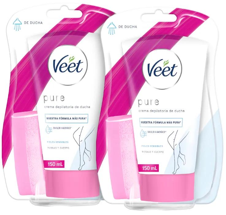 Veet Crème Dépilatoire Douche Peaux Sensibles 2x150 ml