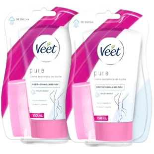 Veet Haarentfernungscreme Dusche Empfindliche Haut 2x150 ml