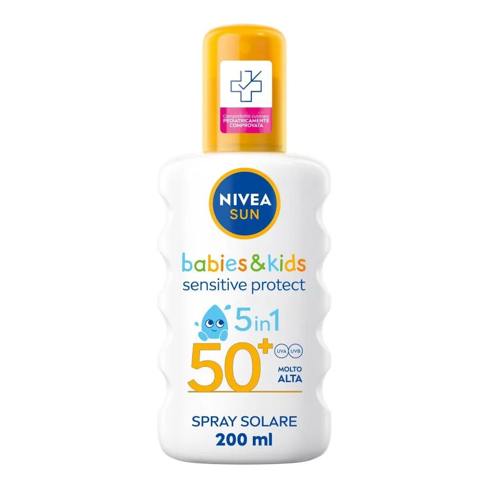 Nivea Sun Spray Kids Sensitive Protect Spf 50+ Crema Solare Per Bambini e Neonati 200 ml