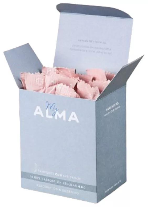 MyAlma Tampons Réguliers avec Applicateur 100% Coton Biologique 14 unités