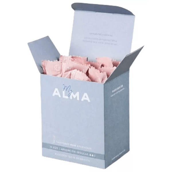 MyAlma Normale Tampons mit Applikator, 100 % Bio-Baumwolle, 14 Einheiten