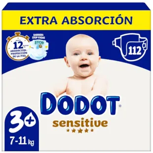 Fraldas Dodot Sensitive T3+ (7-11 Kg) 112 unidades