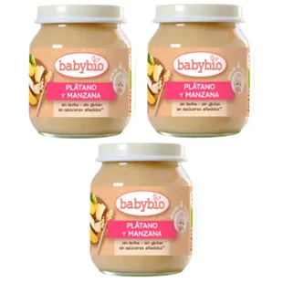 Babybio Apple and Banana Jar +4m 3x130 gr